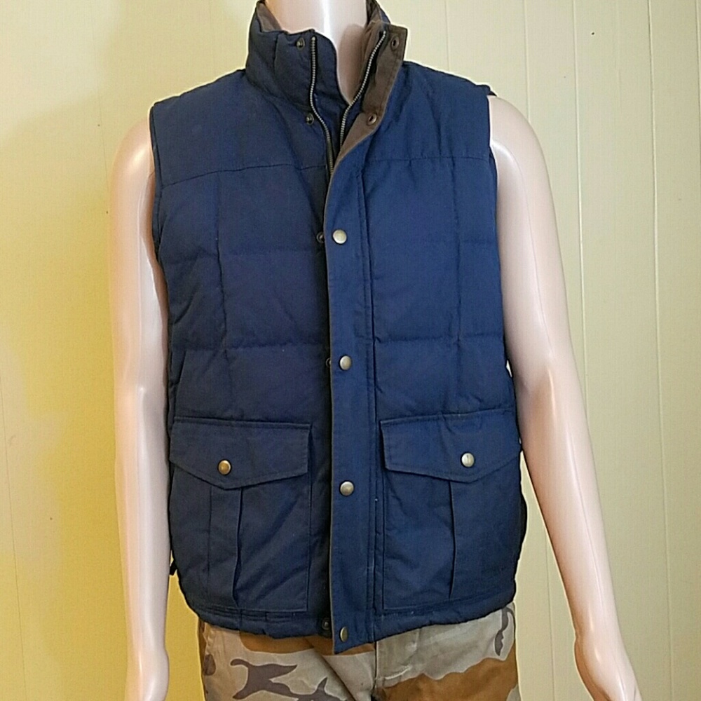 Ll. Bean Blue Vest with Down, Mens Medium